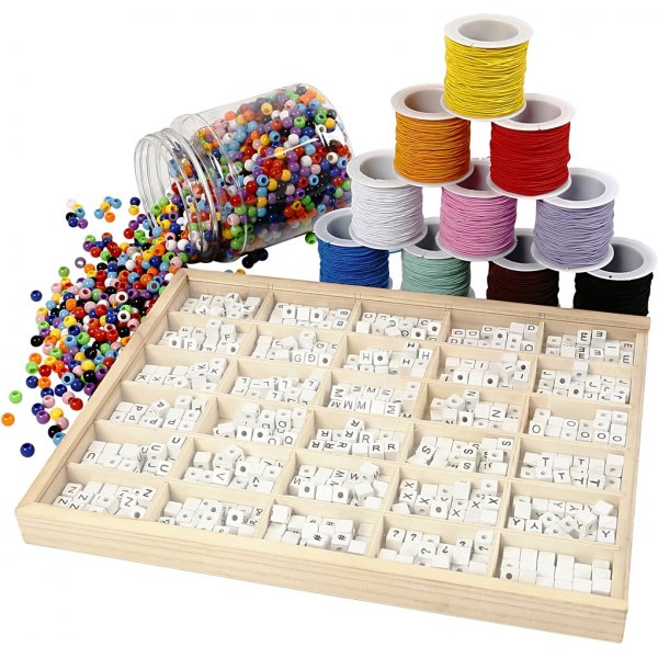 Buchstabenperlen an Armbändern - Set für ca. 80 Armbänder Buchstabenperlen an Armbändern - Set für ca. 80 Armbänder