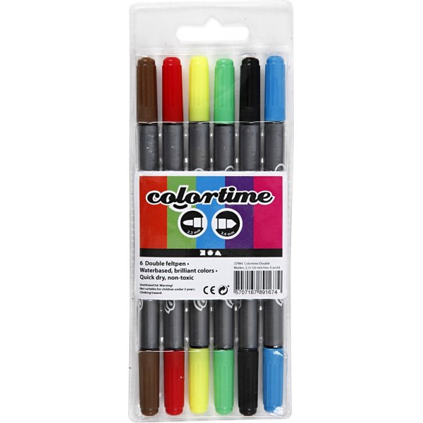 Colortime Doppelmarker - Standardfarben - 6 Stk Colortime Doppelmarker - Standardfarben - 6 Stk