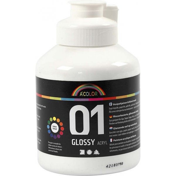 Schulfarbe - Acryl - weiß - glänzend - 500 ml Schulfarbe - Acryl - weiß - glänzend - 500 ml