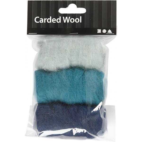 Kardierte Wolle - blaue Harmonie - 3 x 10 g