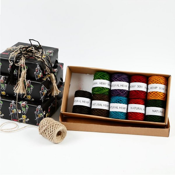 Naturhanf - Sortiment - gemischte Farben - 10 x 30 m Naturhanf - Sortiment - gemischte Farben - 10 x 30 m