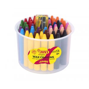 Der Wachsmalstift - Jovi - Dose mit 60 Jumbo-Wachsmalstiften + Bleistiftspitzer Der Wachsmalstift - Jovi - Dose mit 60 Jumbo-Wachsmalstiften + Bleistiftspitzer
