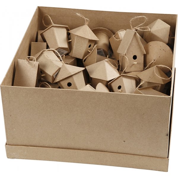 Vogelhäuschen - Pappmaché - Mini - 6 x 10 Stk Vogelhäuschen - Pappmaché - Mini - 6 x 10 Stk