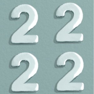 Wachsdekor Nummer 8 mm - Silber Brillant 4 Stk. 2 Wachsdekor Nummer 8 mm - Silber Brillant 4 Stk. 2