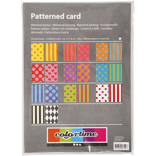 Gemusterter Karton - gemischte Farben - A4 20 Blatt Gemusterter Karton - gemischte Farben - A4 20 Blatt