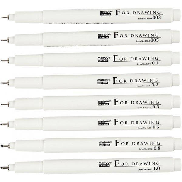 Fine Line Schreib-/Zeichentinte - Schwarz - 8 Stk Fine Line Schreib-/Zeichentinte - Schwarz - 8 Stk