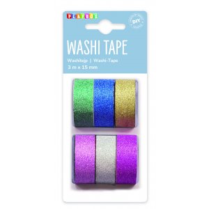 Washitape Plain Glitter 6er-Pack Washitape Plain Glitter 6er-Pack