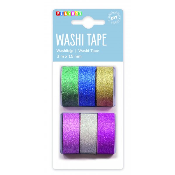 Washitape Plain Glitter 6er-Pack Washitape Plain Glitter 6er-Pack
