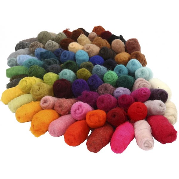 Kardierte Wolle - 86 x 10 g Kardierte Wolle - 86 x 10 g