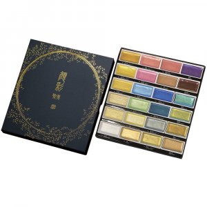 ZIG Gansai Tambi Aquarellfarben, 24 Farben, II Metallic ZIG Gansai Tambi Aquarellfarben, 24 Farben, II Metallic