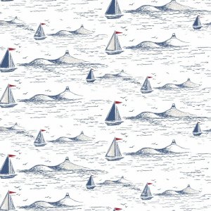 Segelboote Textilwachstuch weiß Segelboote Textilwachstuch weiß