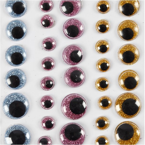 Augenroller - Hellblau - Gold - Hellrot - 54 Stk