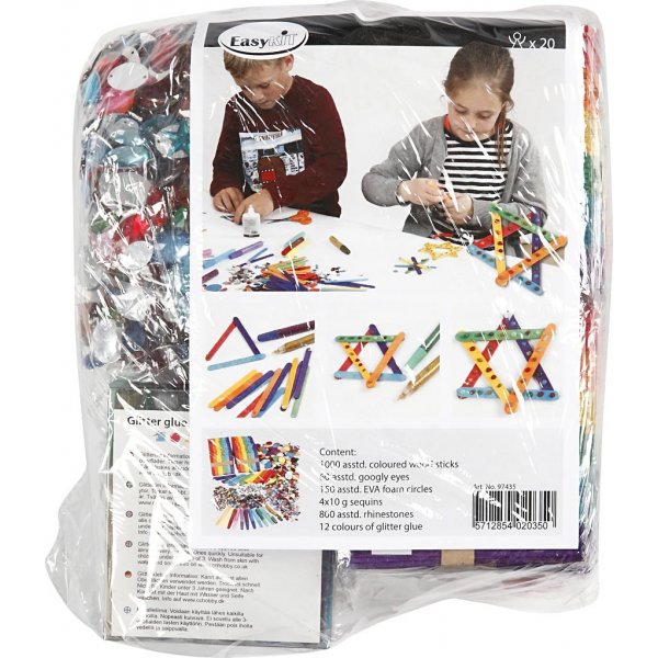 Glitzer und Holzstbchen - gemischte Farben