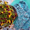 Kundenbild Wachstuch Blumen & Vogel - Blau