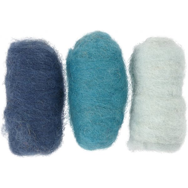 Kardierte Wolle - blaue Harmonie - 3 x 10 g