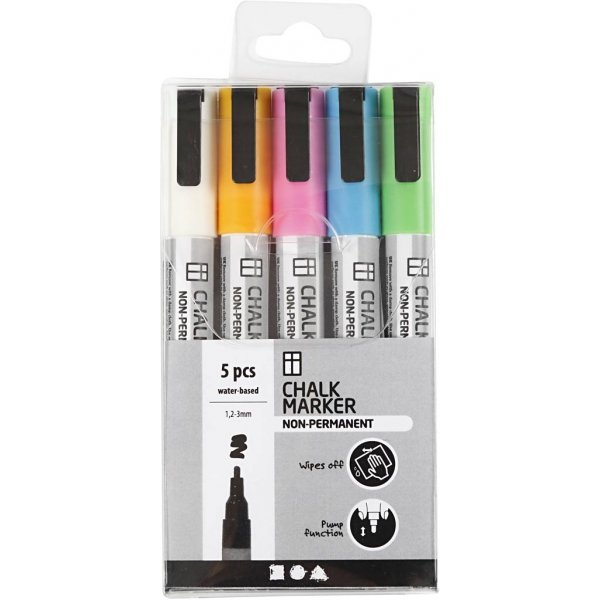 Kreidemarker - kräftige Farben - 5 Stk Kreidemarker - kräftige Farben - 5 Stk