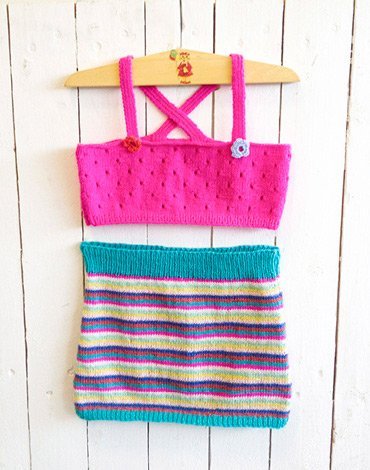 Strickmuster - Kinderset - Strickjacke, Rock und Mütze Strickmuster - Kinderset - Strickjacke, Rock und Mütze