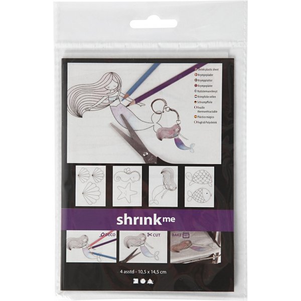 Schrumpffolie mit Motiv - matttransparent - Meerjungfrau - 4 Bögen Schrumpffolie mit Motiv - matttransparent - Meerjungfrau - 4 Bögen