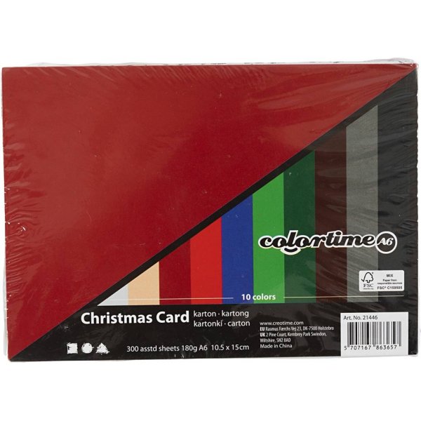 Weihnachtskarton - gemischte Farben - A6 - 300 Blatt Weihnachtskarton - gemischte Farben - A6 - 300 Blatt