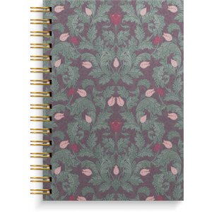 Notizbuch A5, bordeauxrot, mit Blumenmuster, liniert, Spiralbindung Notizbuch A5, bordeauxrot, mit Blumenmuster, liniert, Spiralbindung