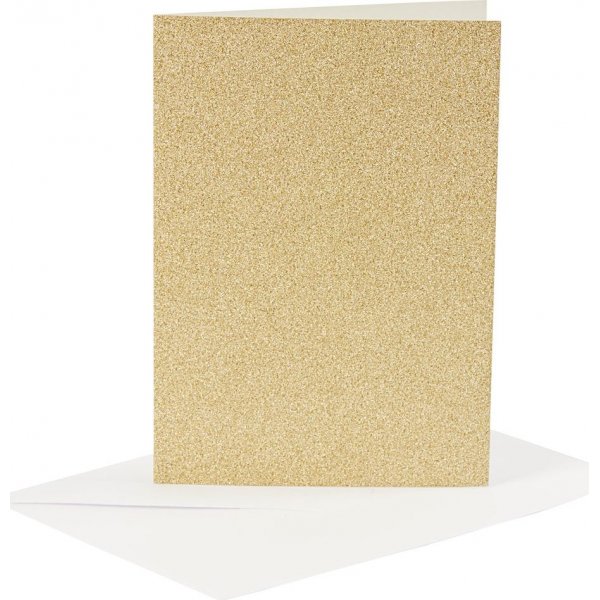 Karten und Umschlge - Gold - Glitzer - 11,5 x 16,5 cm - 4 Sets