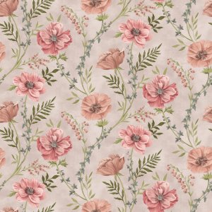 Plane PVC Blumen - Beige/Rosa