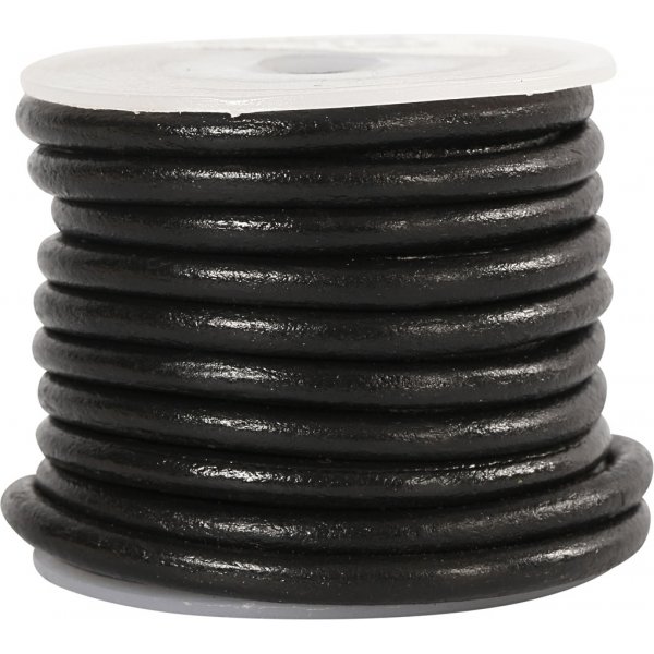 Lederband - Schwarz - 4 mm - 5 m Lederband - Schwarz - 4 mm - 5 m