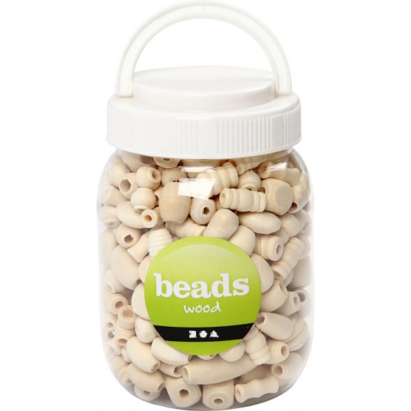 Holzperlen - Ø5-28 mm - 400 ml Holzperlen - Ø5-28 mm - 400 ml