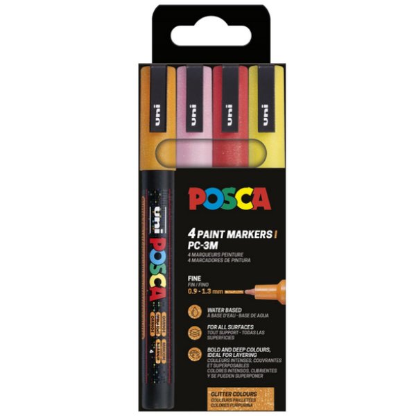 Poscaset PC-3M Glitzer warme Töne - 4 Stifte Poscaset PC-3M Glitzer warme Töne - 4 Stifte