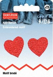 Stoffetikett Rote Herzen klein 2 Stk Stoffetikett Rote Herzen klein 2 Stk