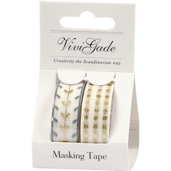 Washi Tape - Gold/Weiß - Herzen und Punkte - Folie Washi Tape - Gold/Weiß - Herzen und Punkte - Folie