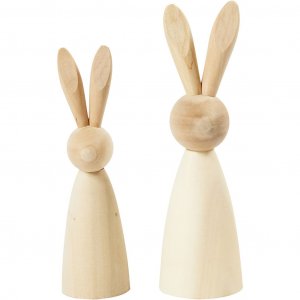 Holzhasen - 2 Stück, Höhe 12 und 14 cm Holzhasen - 2 Stück, Höhe 12 und 14 cm