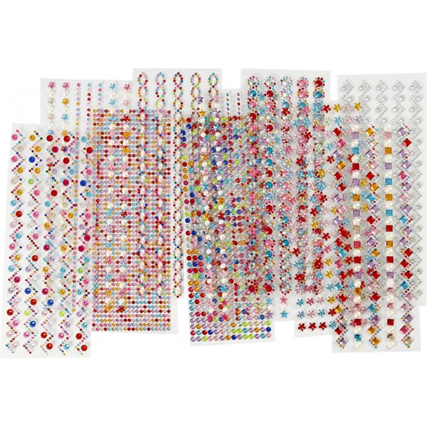 Strasssteine - Ø2-10 mm - 27 x 9 cm, 12 Blatt, Inhalt kann variieren Strasssteine - Ø2-10 mm - 27 x 9 cm, 12 Blatt, Inhalt kann variieren