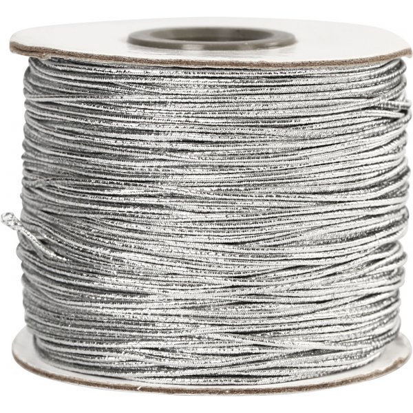 Elastische Kordel 1 mm - Silbermetallic - 100 m Elastische Kordel 1 mm - Silbermetallic - 100 m