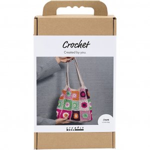 DIY-Häkelset für eine Tasche aus Granny Squares in verschiedenen Farben, cremefarben, 36 x 38 cm DIY-Häkelset für eine Tasche aus Granny Squares in verschiedenen Farben, cremefarben, 36 x 38 cm