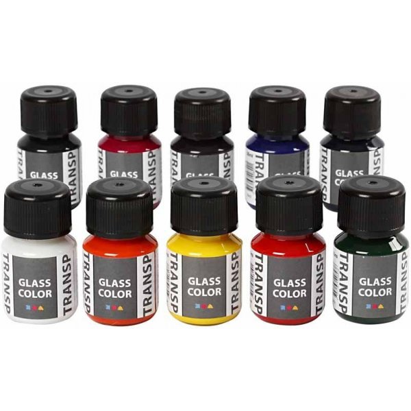 Glasfarbe transparent - Mischfarben - 10 x 30 ml Glasfarbe transparent - Mischfarben - 10 x 30 ml