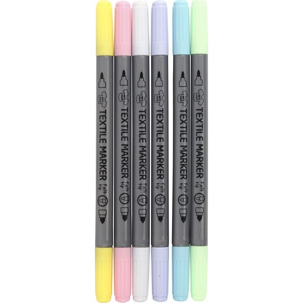 Textilmarker - Pastellfarben - 6 Stk