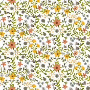 Wachstuch mit Blatt- und Blumenmotiv - Terrakotta