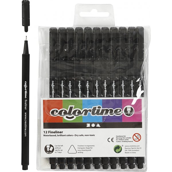 Colortime Fineliner Marker - schwarz - 12 Stk Colortime Fineliner Marker - schwarz - 12 Stk