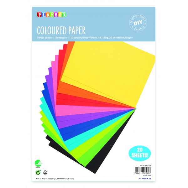 Papiermischung A4 180g - 10 Farben x 2 Stk