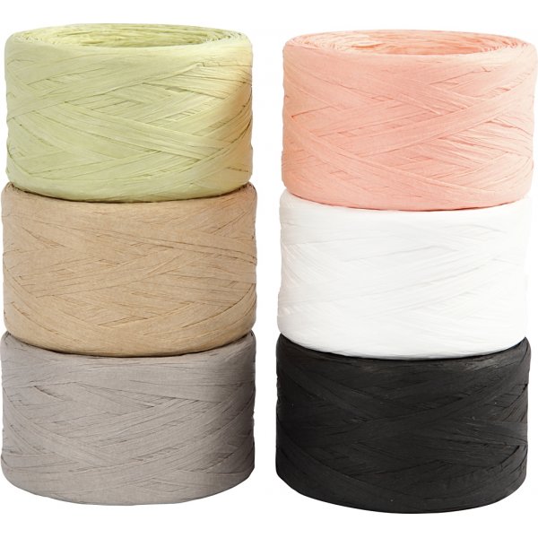 Raffia-Papiergarn - gemischte Farben - 6 x 100 m Raffia-Papiergarn - gemischte Farben - 6 x 100 m