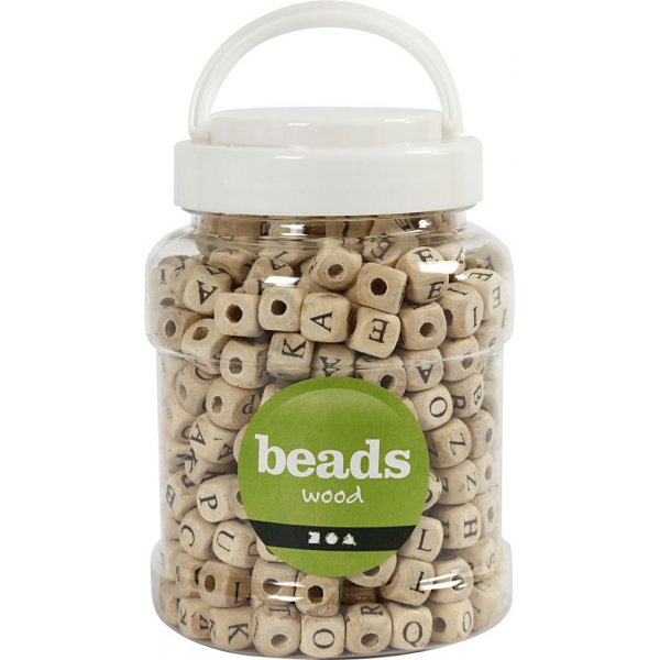 Buchstabenperlen - Holz - 9x9 mm - ca. 400 Stk