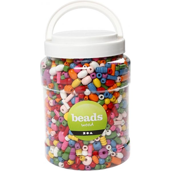 Holzperlen - mittel - verschiedene Farben und Größen - 2 l Holzperlen - mittel - verschiedene Farben und Größen - 2 l