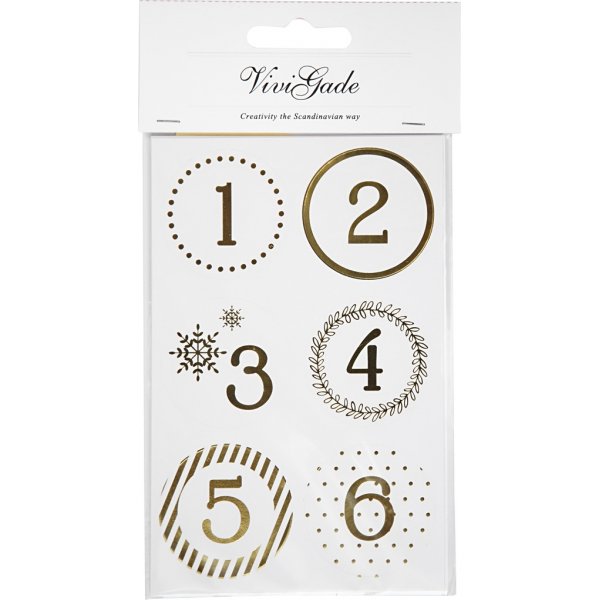 Kalenderzahlen - Gold - Weiß - 4 Blatt Kalenderzahlen - Gold - Weiß - 4 Blatt