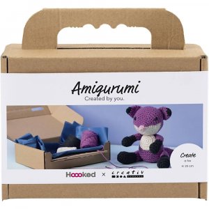 DIY-Set Amigurumi Fuchs schwarz und pflaumenfarben - 1 Packung. DIY-Set Amigurumi Fuchs schwarz und pflaumenfarben - 1 Packung.