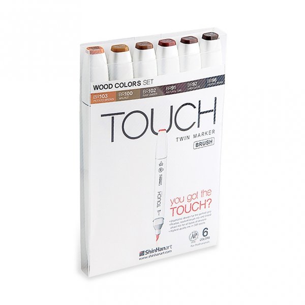 Touch Twin Brush Marker 6 Stck - Holzfarben