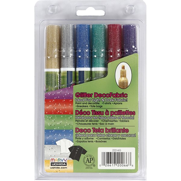 Deko Textilstifte - 3 mm - Glitzerfarben - 6 Stk Deko Textilstifte - 3 mm - Glitzerfarben - 6 Stk