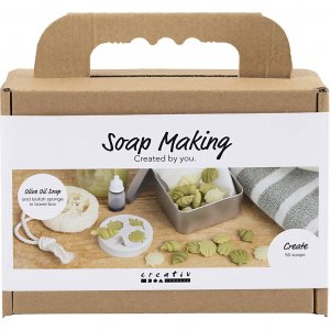 Mini-DIY-Set zur Seifenherstellung, Muschel-Luffa, olivgrüne Mini-Seifen Mini-DIY-Set zur Seifenherstellung, Muschel-Luffa, olivgrüne Mini-Seifen