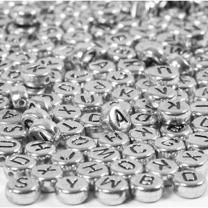 Buchstabenperlen - Silber - Ø7 mm - ca. 200 Stk Buchstabenperlen - Silber - Ø7 mm - ca. 200 Stk
