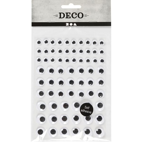 Bewegliche Augen - weiß - selbstklebend - Ø8+12+14 mm - 69 Stk Bewegliche Augen - weiß - selbstklebend - Ø8+12+14 mm - 69 Stk